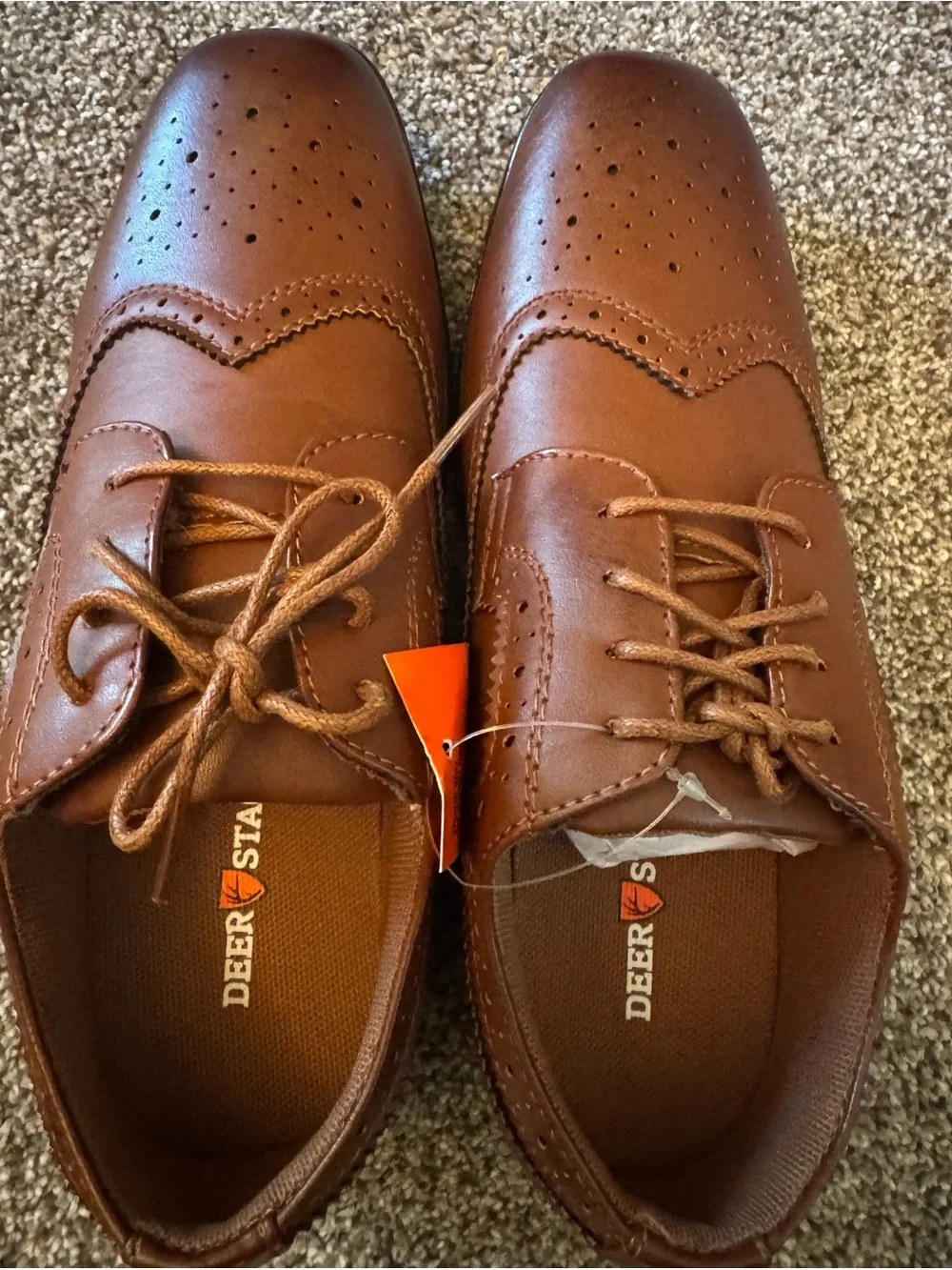 Deer Stag Boys Dress Shoes - 6 M - Brown Ace Luggage Leather Dress Shoes NWT